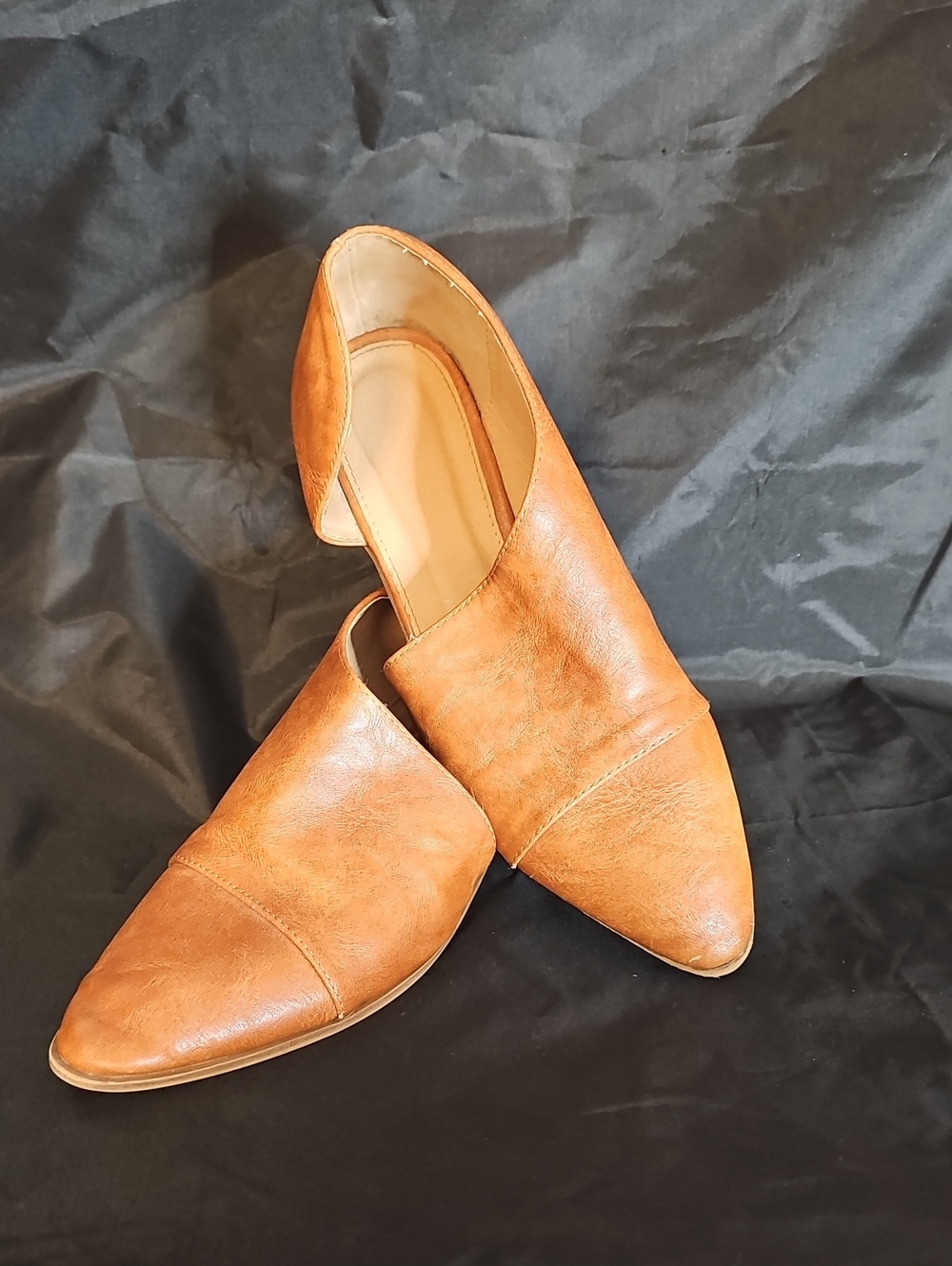 Catherines Tan Leather Slip-On Loafers